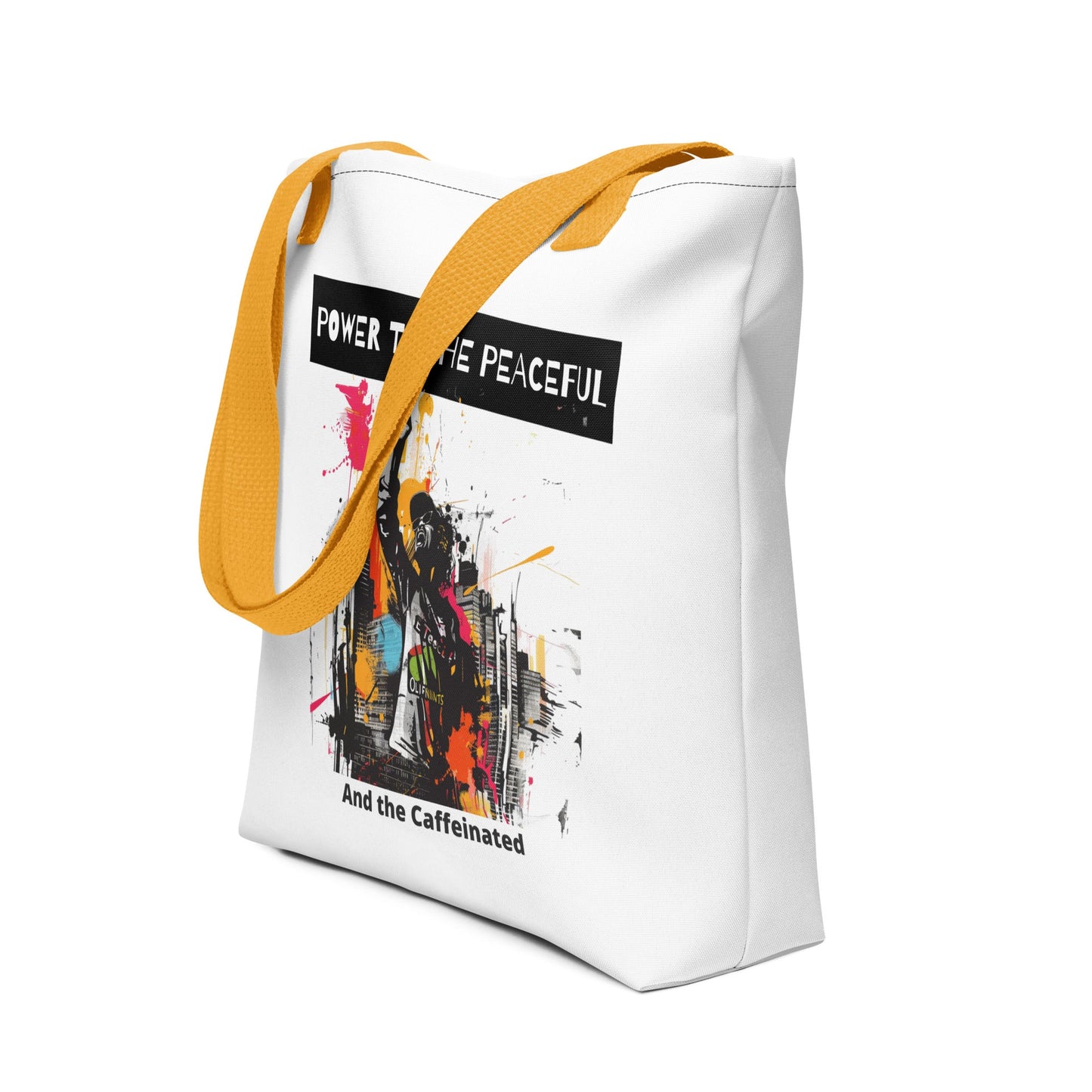 Power to the peaceful, and the caffeinated - Tote bag - StreetHeartCreations