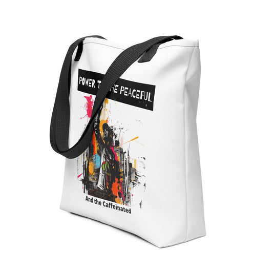 Power to the peaceful, and the caffeinated - Tote bag - StreetHeartCreations